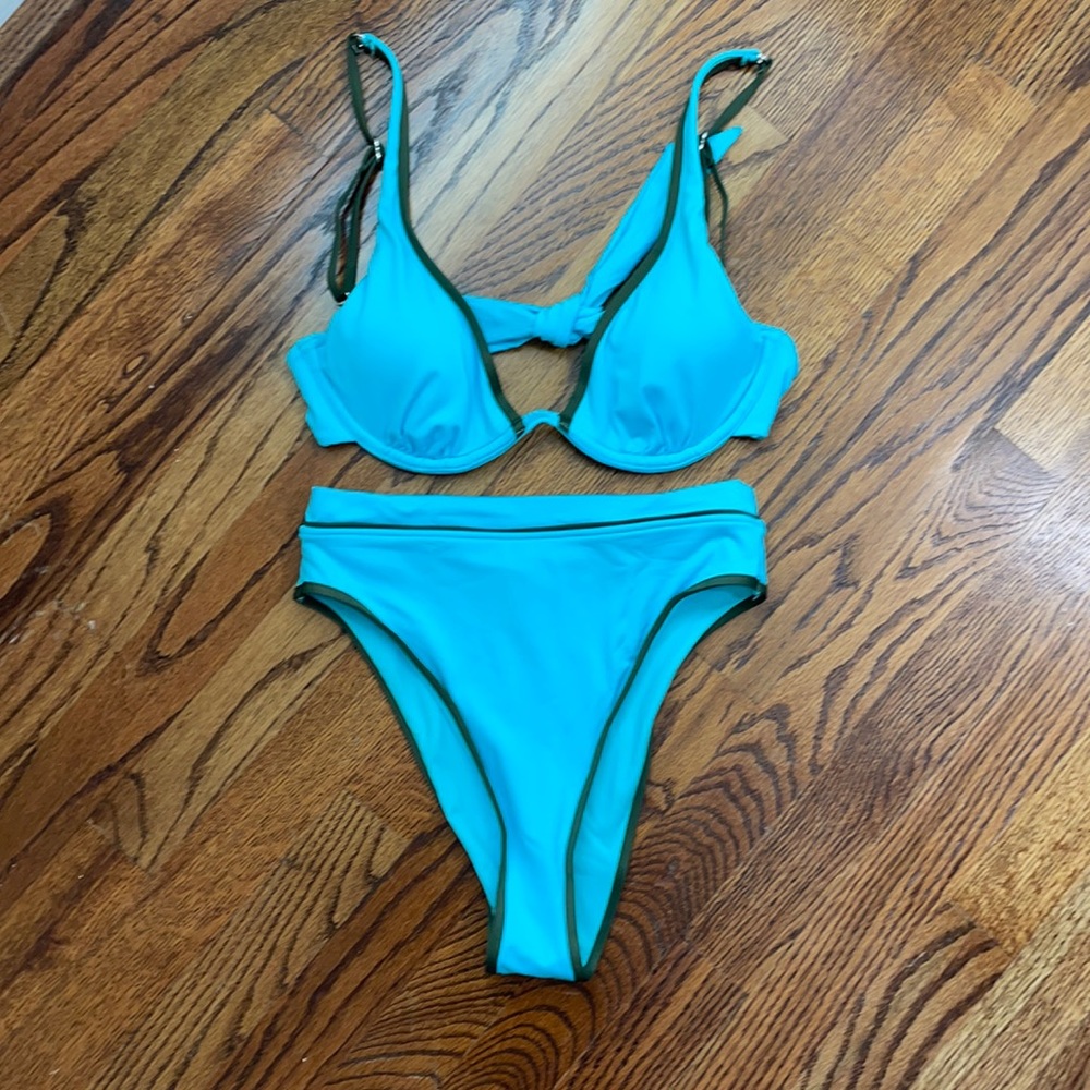 Victoria's Secret Blue Bikini with Green Trim